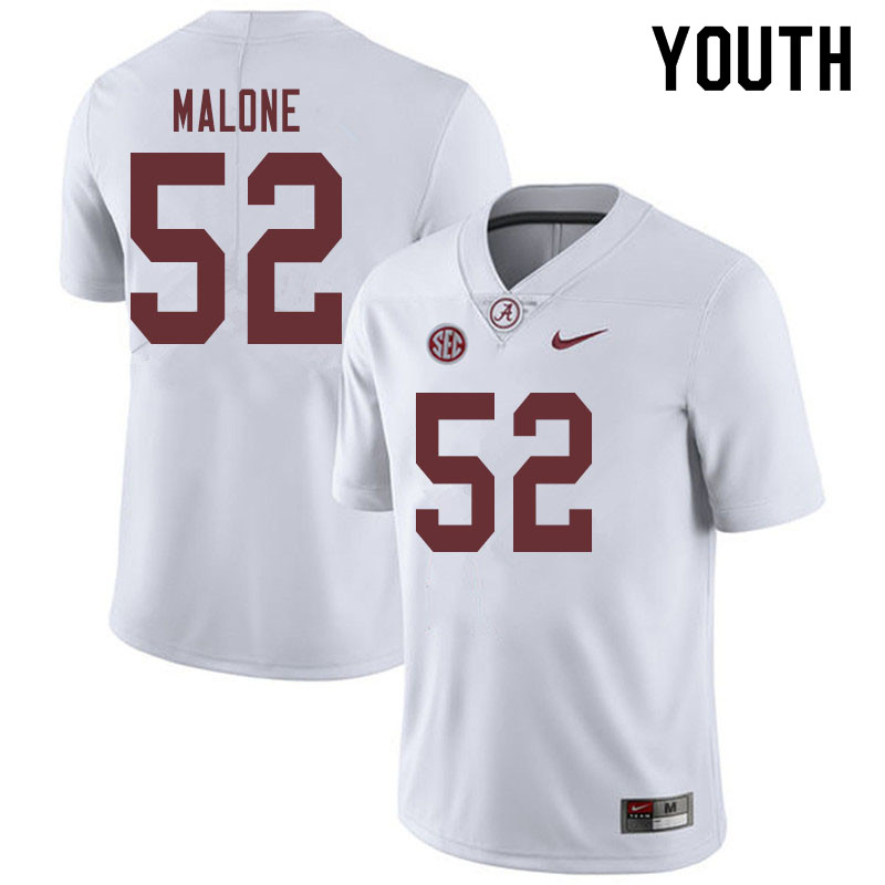 Youth #52 Preston Malone Alabama Crimson Tide College Football Jerseys Sale-White